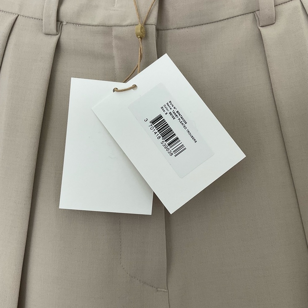 The Frankie Shop Wide-Leg Pleated Trousers — Beige/Taupe - Picture 5 of 7